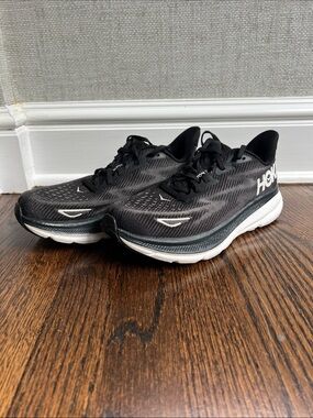 Hoka Black and White Athletic Running Shoes